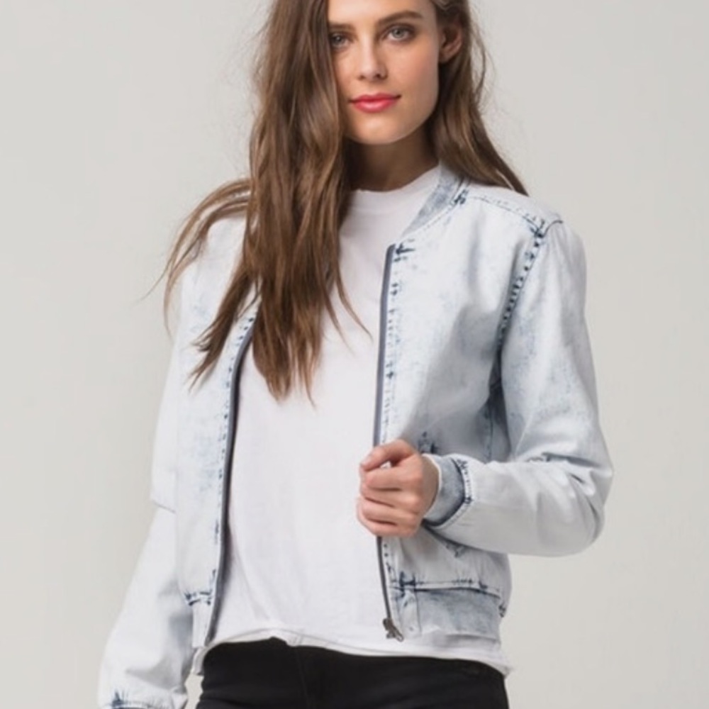 Light Wash Jean Bomber Jacket